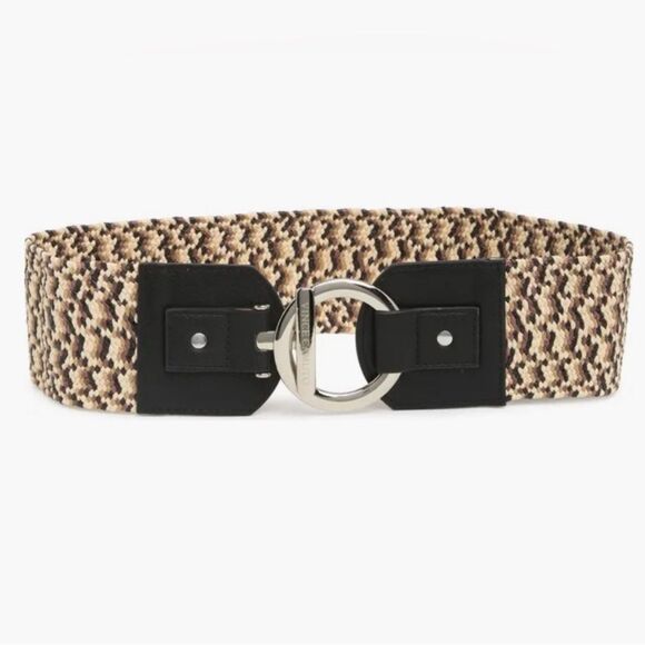 Vince Camuto M-L/XL Black Natural Toggle Buckle Woven Raffia Belt - Picture 1 of 11